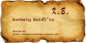 Korbely Balázs névjegykártya